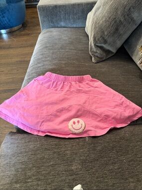Lola + The Boys Pink Skirt with Smiley Patch
